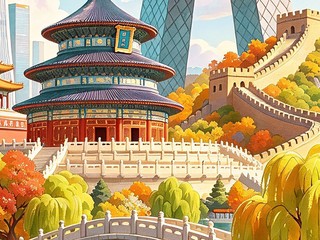 北京天坛与长城